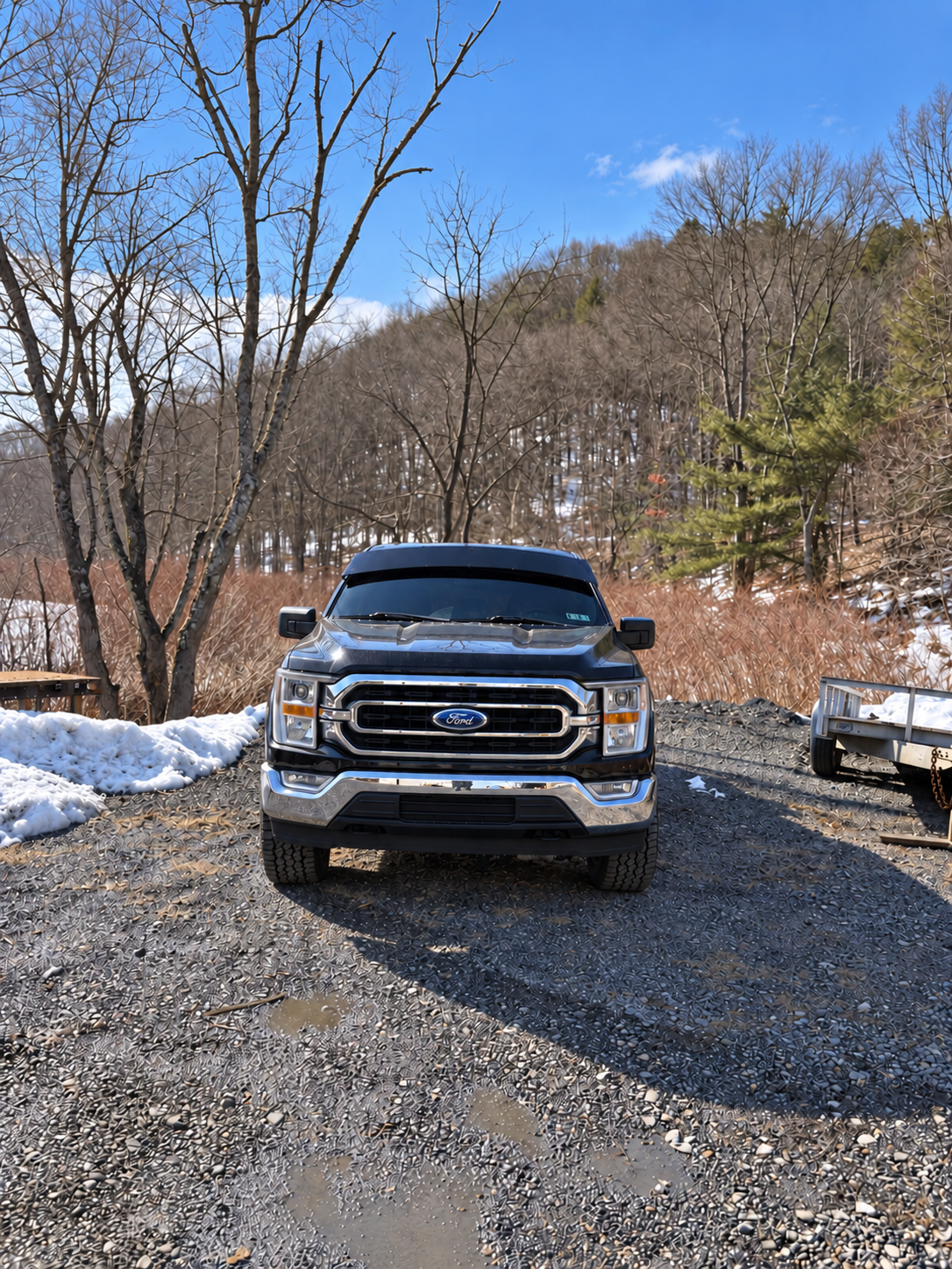 2017–2026 Ford F-150 with smooth TRUBLU straight drop visor, front view