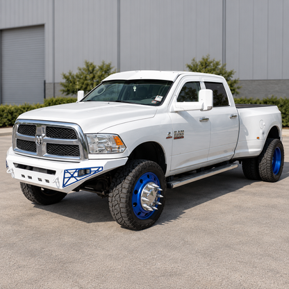 White 4th Gen Ram 2500 with a color-matched V drop visor installed