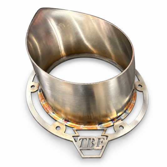 6-inch 304 stainless teardrop hood-stack tip with TIG-welded TBF mounting flange