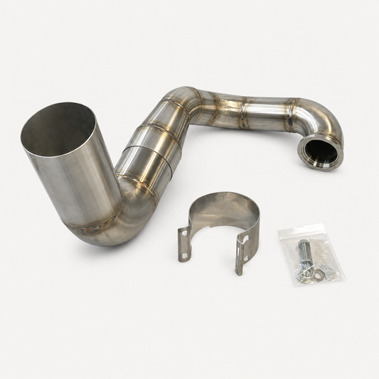 2015–2026 Ford 6.7 Powerstroke stainless hood stack kit with connecting clamp