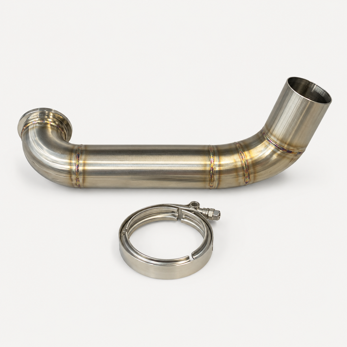 99–03 7.3 Powerstroke stainless hood stack pipe with V-band clamp