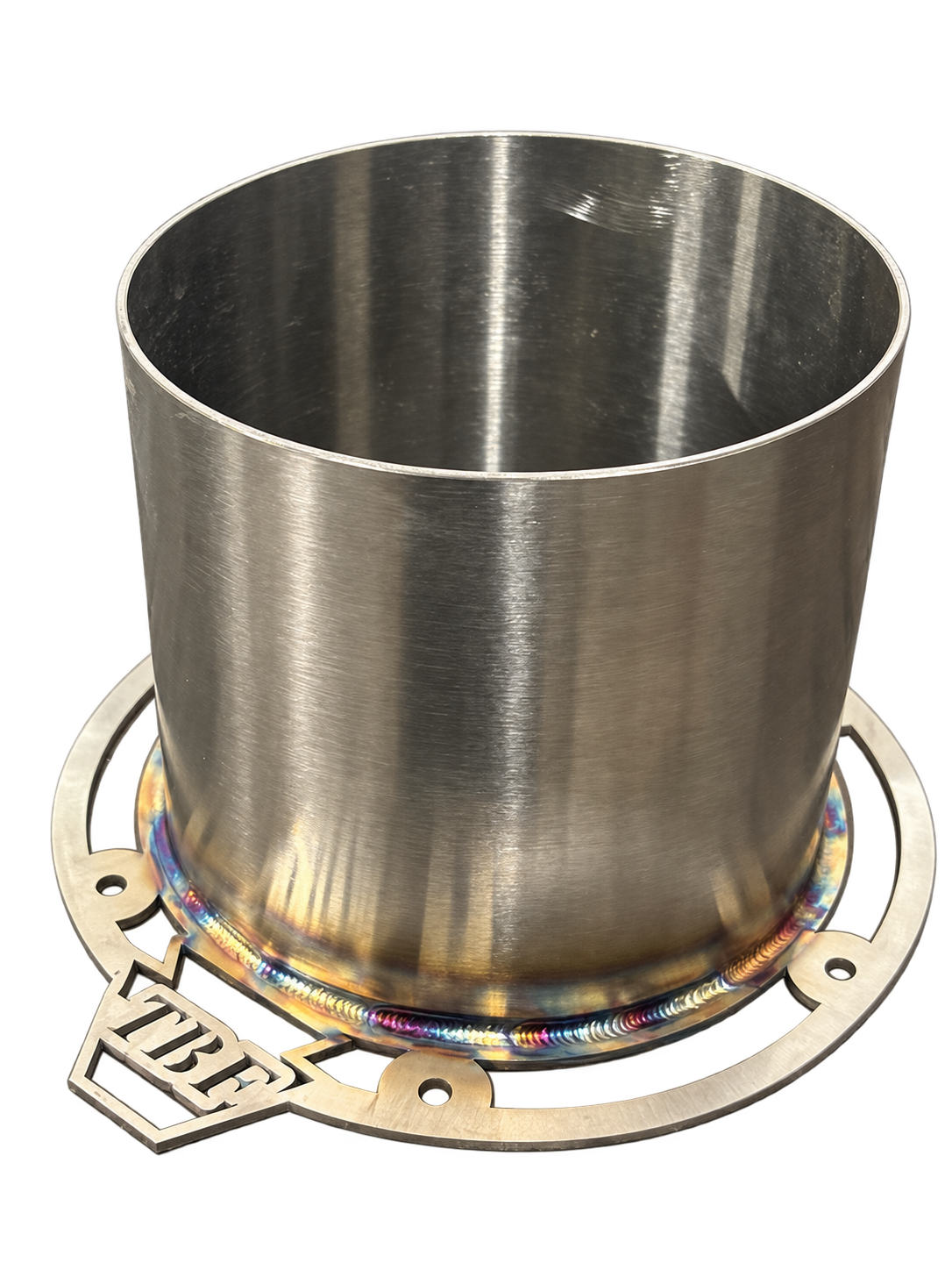 Flat-top TRUBLU stainless hood-stack tip with original TBF flange on white