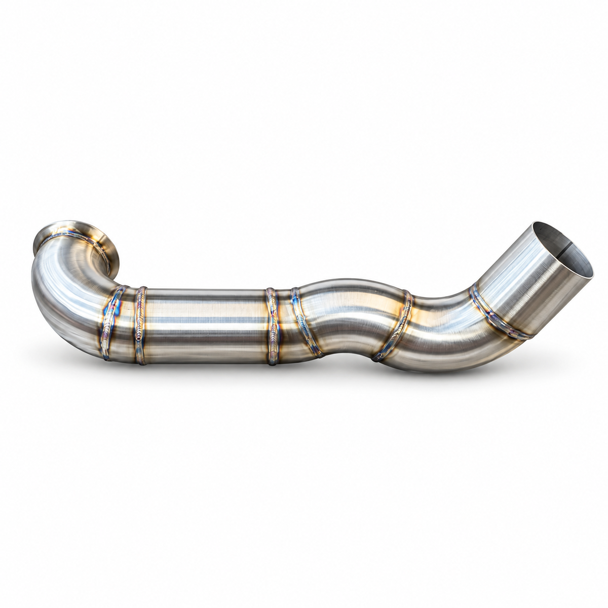 TRUBLU FAB 7.3 OBS Powerstroke stainless hood stack pipe – opposite side view on white background